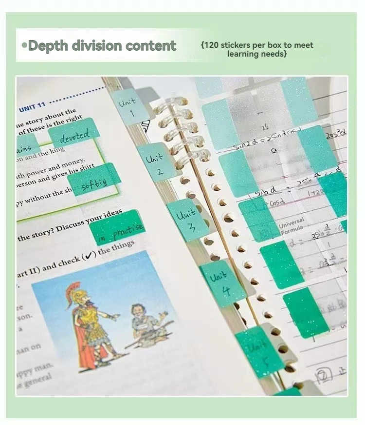Herausziehbarer Perlenindex-Aufkleber mit selbstklebendem Lernklassifizierungsetikettenaufkleber. Hinterlassen Sie eine Nachricht, Memo-Index und praktischer Aufkleber – Detail 6