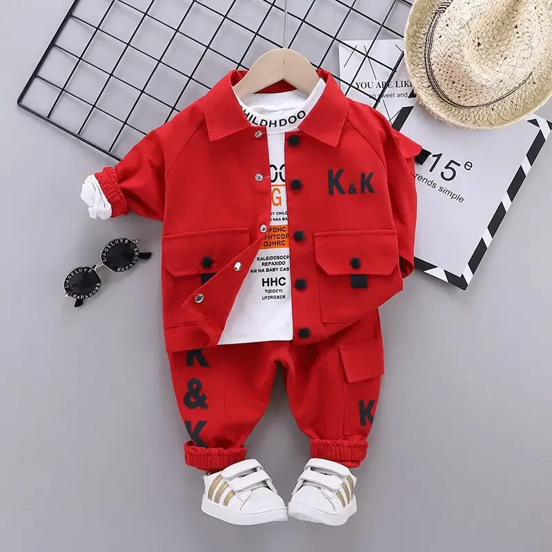 Autumn Children Clothes Kids Boys Jacket Suit T-Shirt Pants 3Pcs/sets Spring Kids Infant Clothing Toddler Sportswear 0-4 Years