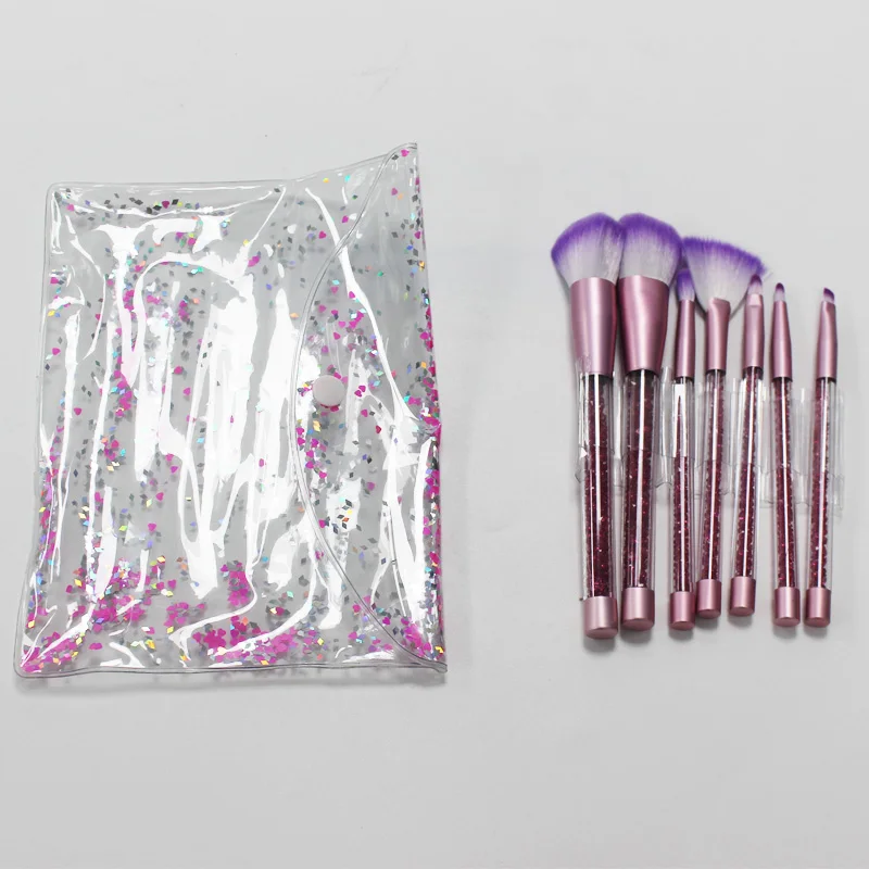 7 IN 1 sacchetto in PVC imballato capelli morbidi trucco viso fard pennello in polvere pennelli cosmetici di bellezza set kit di strumenti per donne ragazze