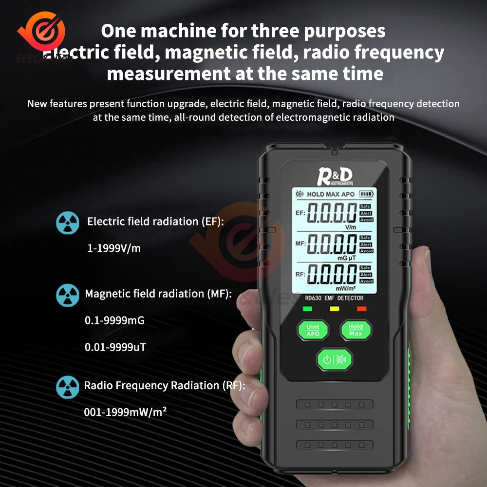 RD630 Electromagnetic Field Radiation Detector Tester EMF Meter Multifunctional Handheld Portable Radio Frequency Warn Meter