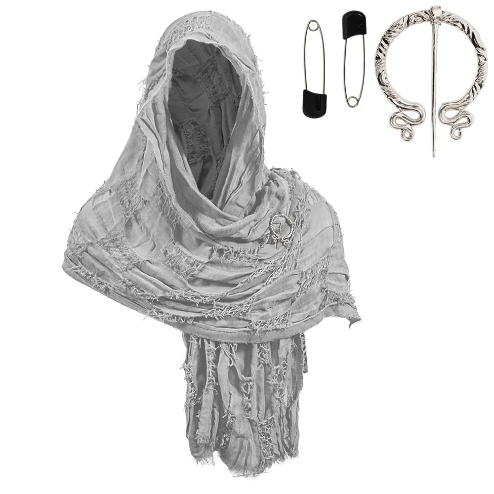 Fashion Medieval Style Medieval Cloak With Viking Brooch Beggar Style Hooded Shawl Scarf Scarf Cape Pop Culture Events