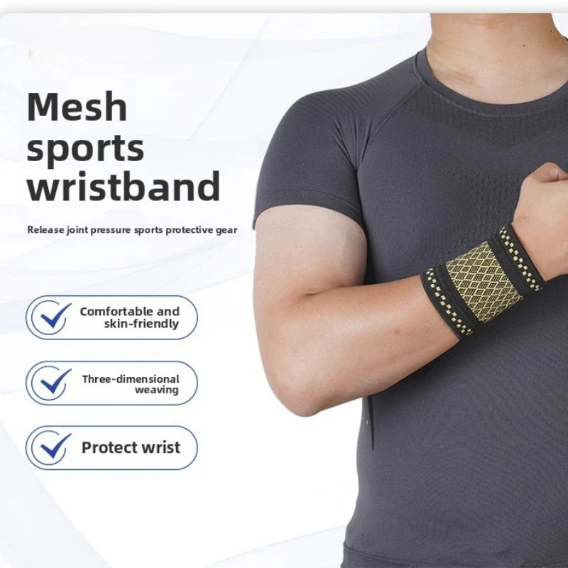 Copper Ion Sports Wristband Mesh Knitted Breathable Wrist Support for Basketball Fitness Exercise Unisex