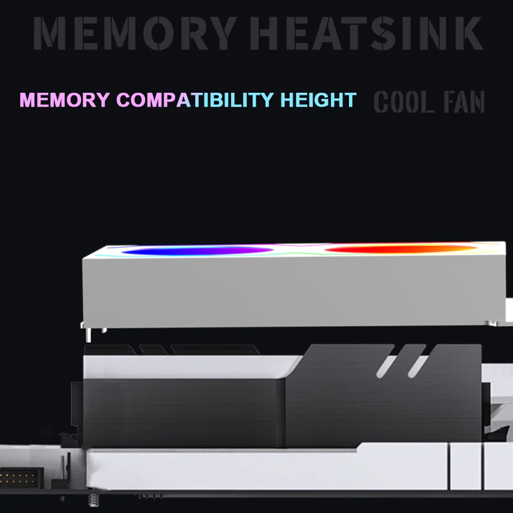 

PC Memory Cooling Radiator 4Pin PWM/5V 3Pin ARGB 600 -3600RPM RAM Memory Module RAM Memory Cooling Fan for DDR4 DDR5 RAM Cooler