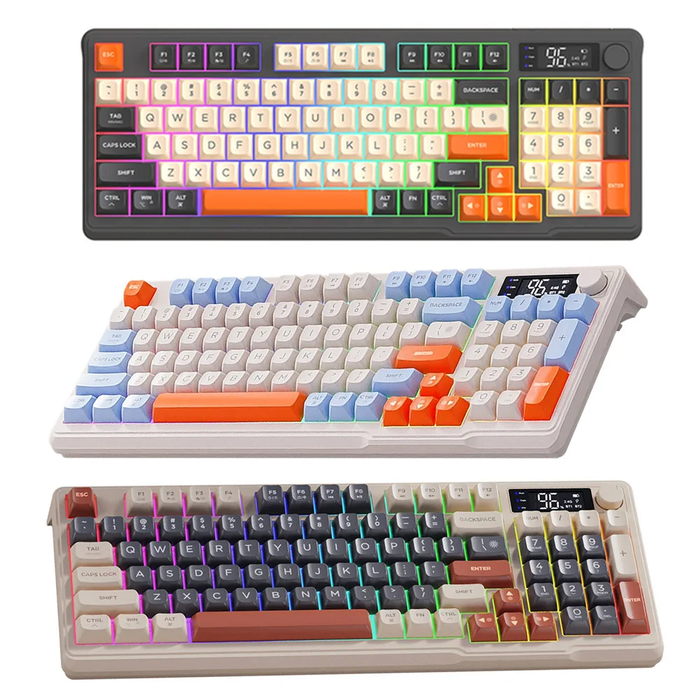 Dual Mode Gaming Keyboard, Luz Colorida, RGB Backlit, Computador, Jogos e Trabalho, Bluetooth 5.0, 2.4G