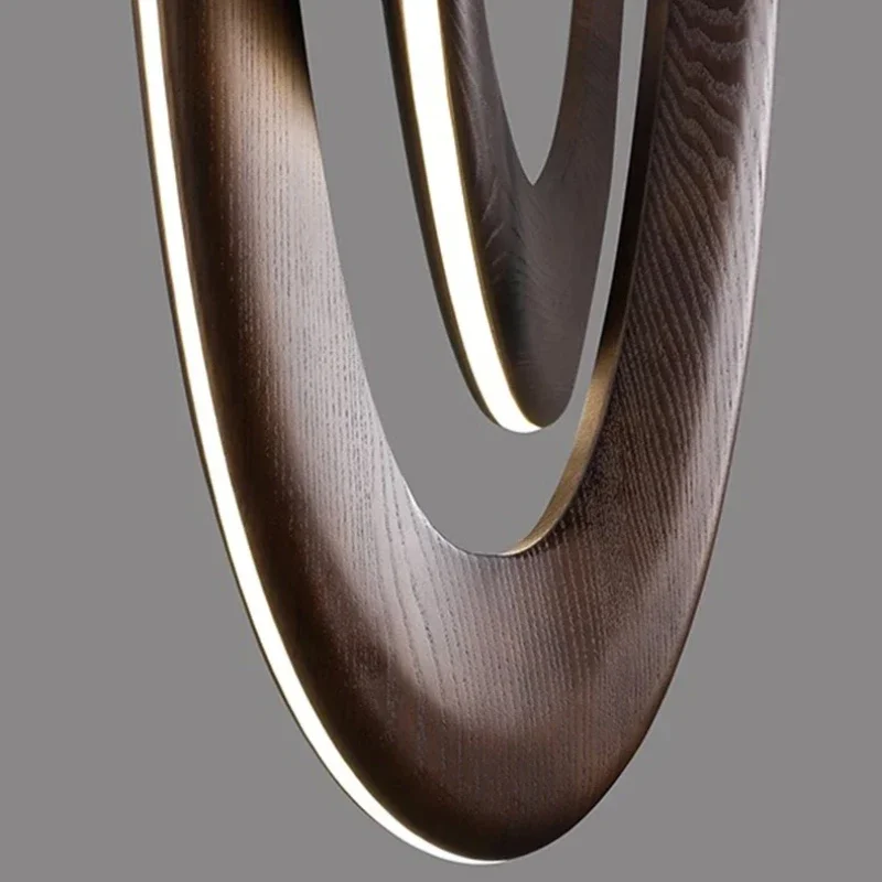 Nordic Double Cyclotron Led Pendant Lights Wooden for Living Dining Table Room Teahouse Lamp Design Home Decor Hanging Fixture