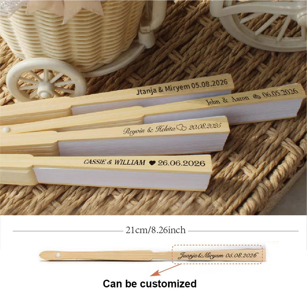 20Pcs Custom Bride Bridesmaid Hand Fan Wedding Party Souvenir Gift Bamboo Hand Fan Bridal Shower Decoration Proposal Gifts