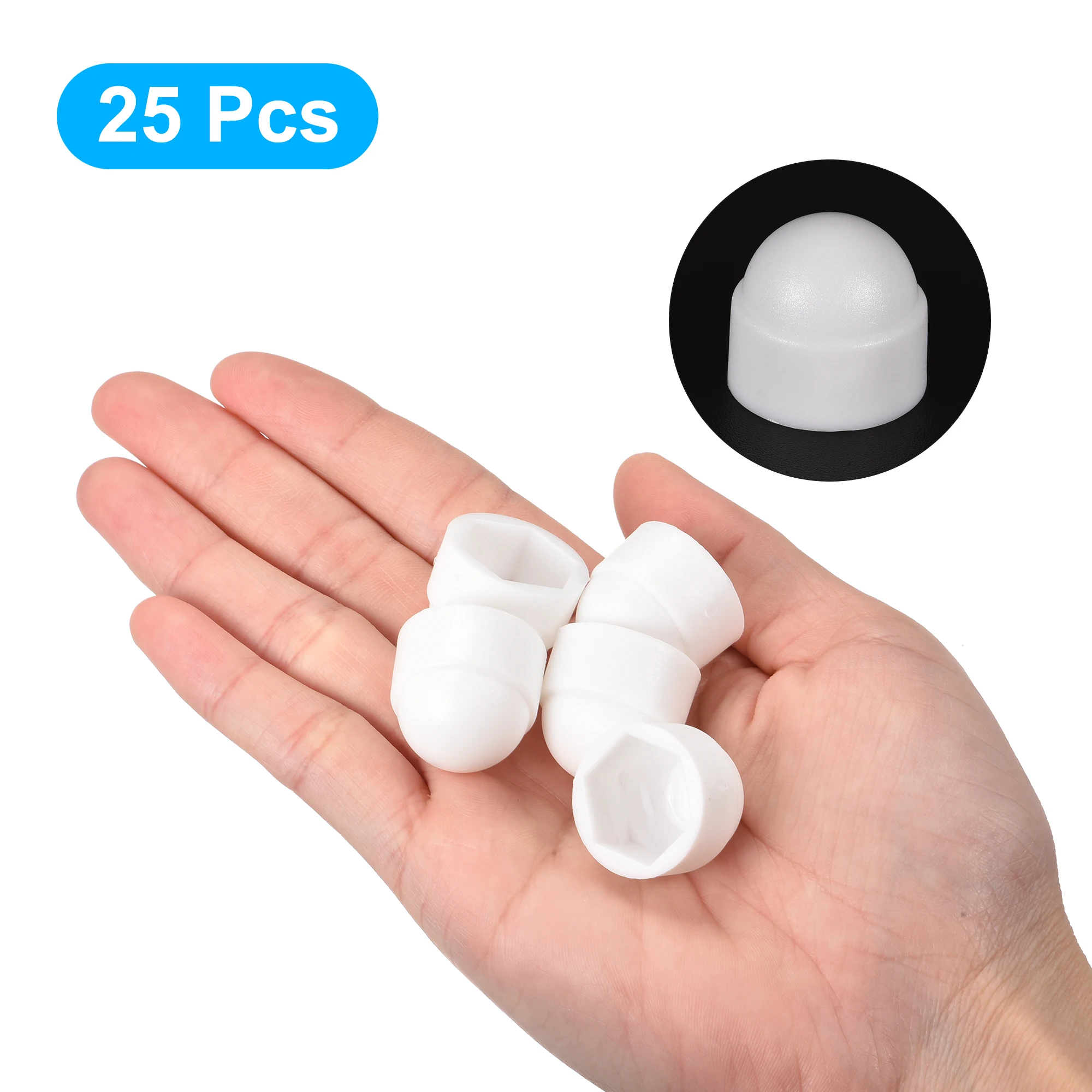 Uxcell-Plastic Dome Bolt, tampa de proteção porca, tampa do parafuso sextavado, branco, M10, 17mm, 25pcs