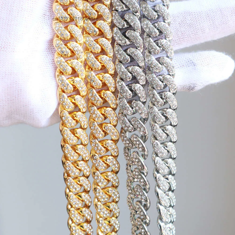 8mm 10mm Real Gold Plating Trendy S925 Sterling Silver Necklace Moissanite Cuban Link Chain Hip Hop Jewelry Iced Out.