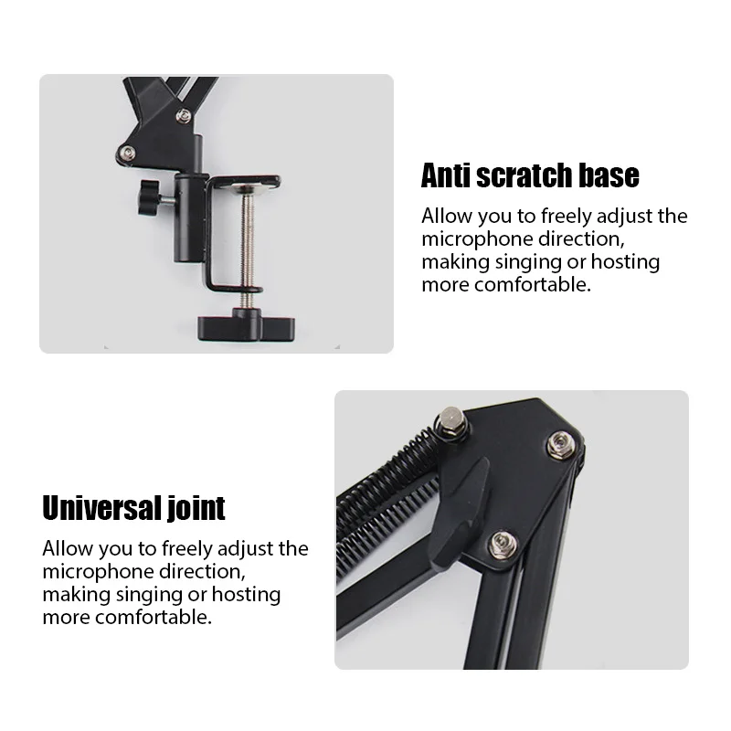 Adjustable Microphone Scissor Arm Stand Desktop Mic Clip Holder Tripod Live Cantilever Bracket Microphone Bracket Extendable