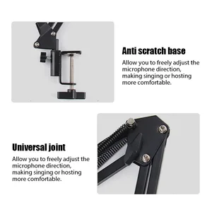 Adjustable microphone scissors armrest, table microphone clip, tripod, live song support, extendable microphone support 8 MAIN MICROPHONE PEDESTAL SALES - №7