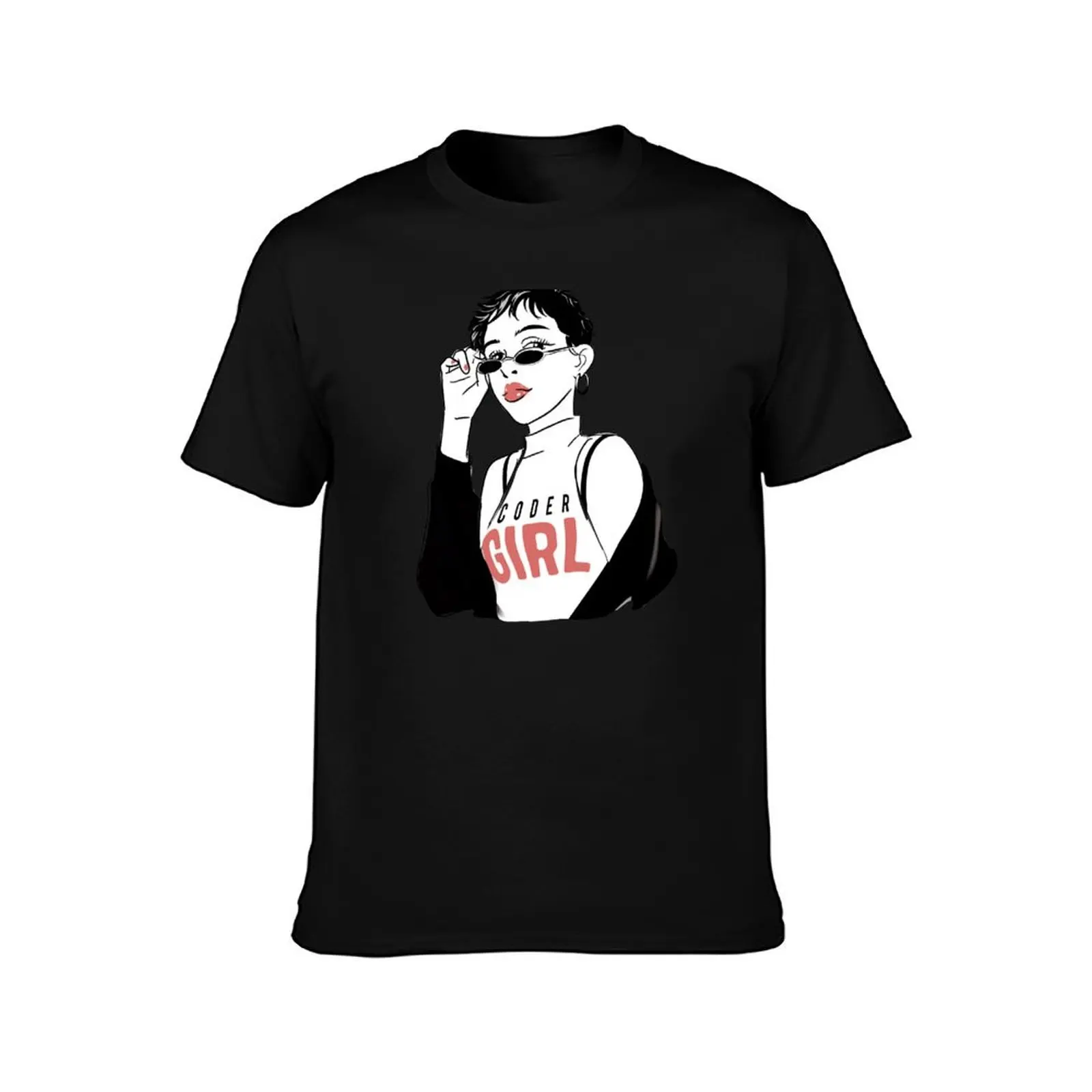 IT Shirt Coder Girl T-Shirt Basic Crew Neck Short Sleeve Top T-Shirt