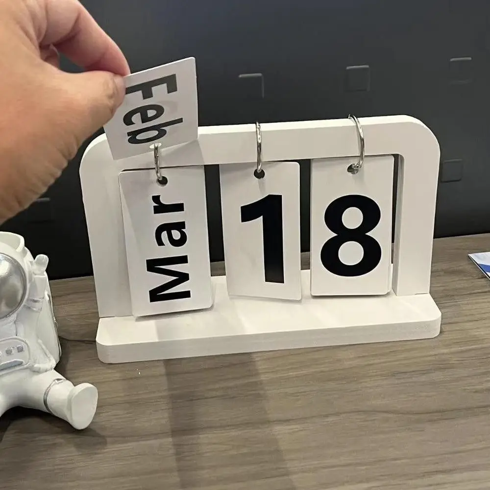 

1Pcs Durable Page Turning Wooden Calendar Ornament Month Date Display Simple Desk Calendar Craft Prop Boys Girls Gifts