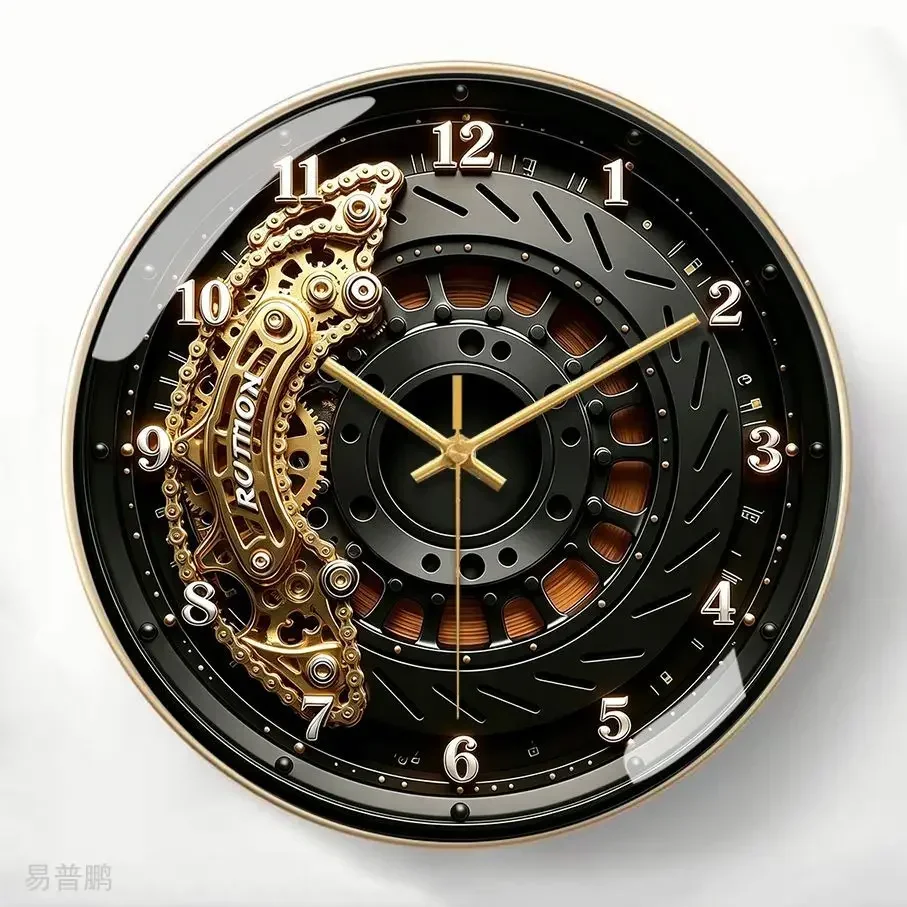 10/12/14inch Retro Mechanical Mute Wall Clocks 3D Printed, Modified Car Gear Caliper Mute Quartz Clock