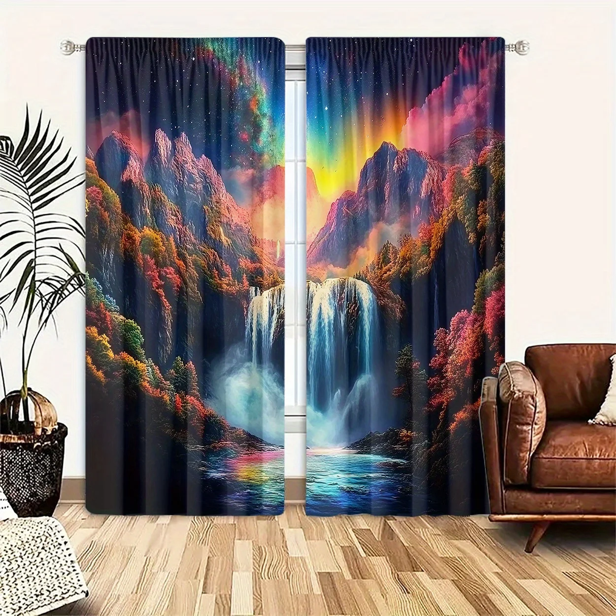 Dramatic Rainbow Waterfall Curtain Panel for Living Room Bedroom Home Decoration Window Curtain Treatment Indoor Decor