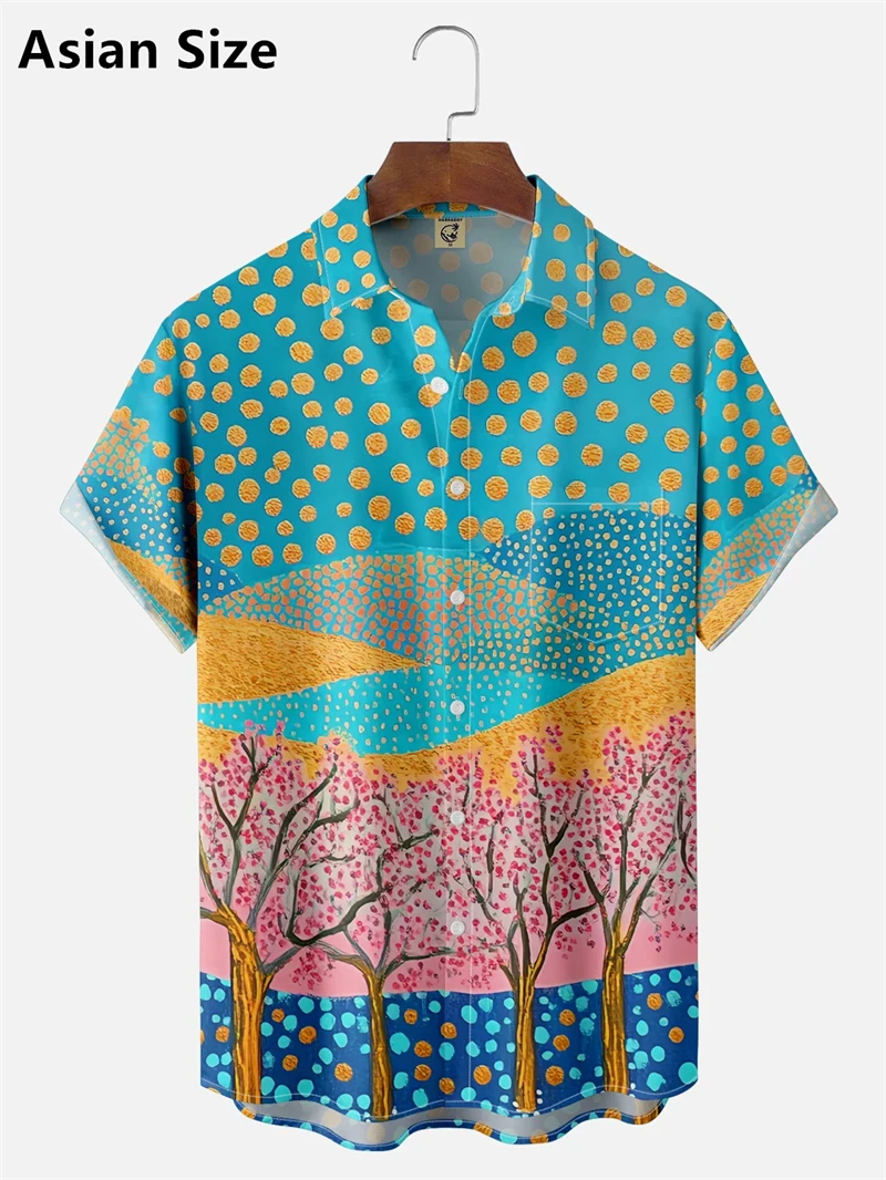 Estilo japonês flor de cerejeira padrão camisa masculina impressão 3d reteo havaiano praia camisa nova ao ar livre casual blusa de manga curta