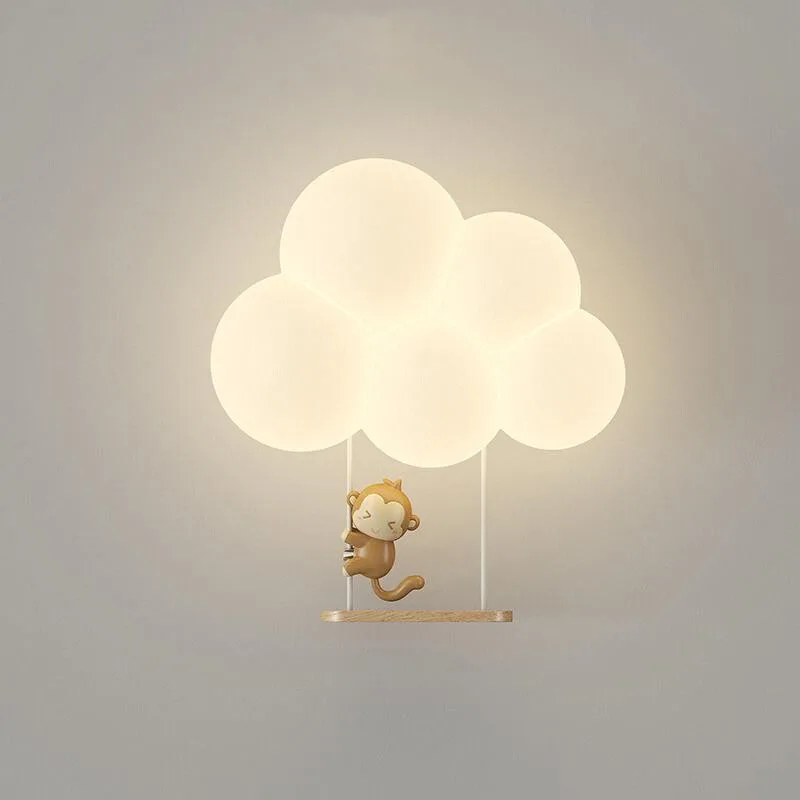 Kids Room Cloud Wall Lamps Boy Girl Bedroom Bedside Indoor Lighting Led Cartoon Monkey Rabbit Deer Light Baby Room Home Decor