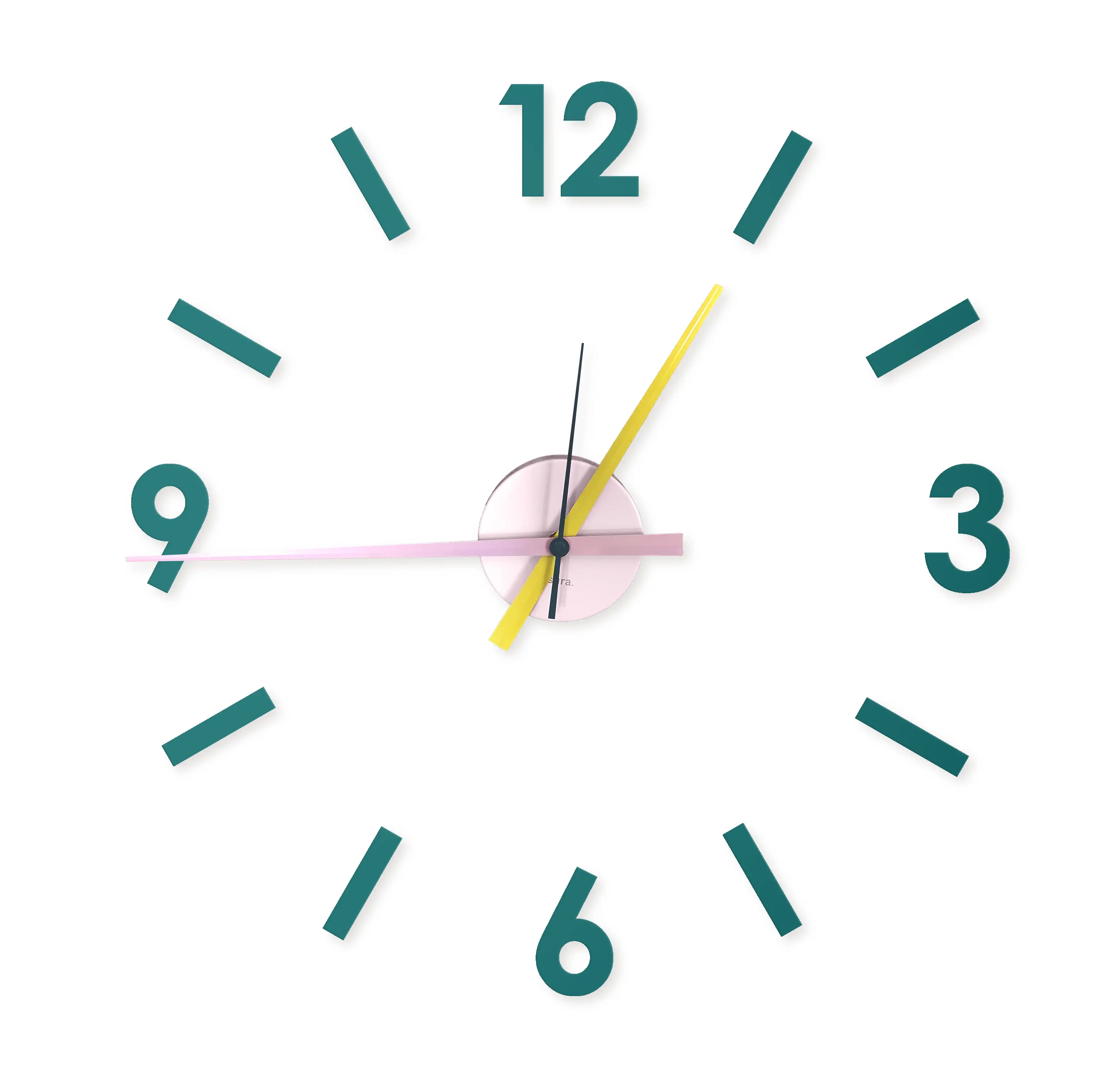 3D DIY blue pink yellow wall clock large wall clock adhesive No ticking Metal ABS 9x31 needles 8,5 centimeter numbers