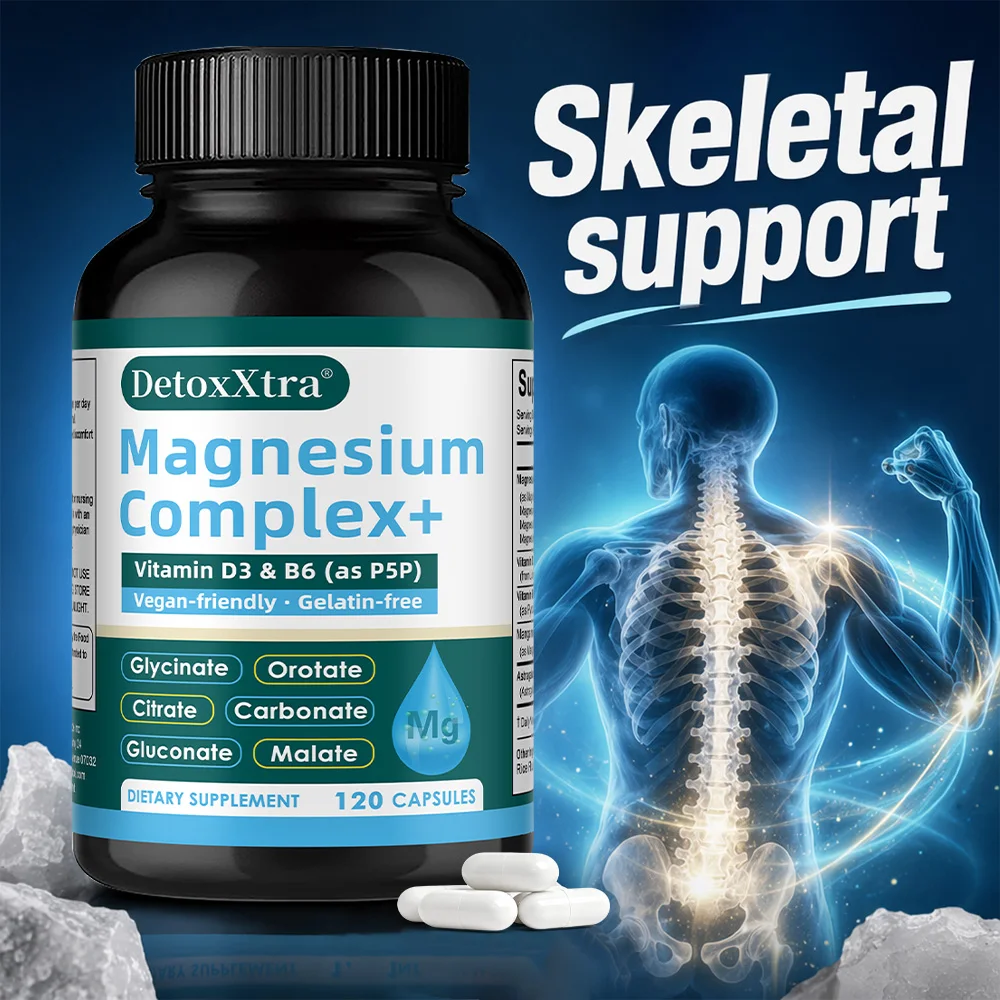 Magnesium Complex with Vitamin B6 D3, High Absorption Formula for Muscle Nerve Bone Heart Support