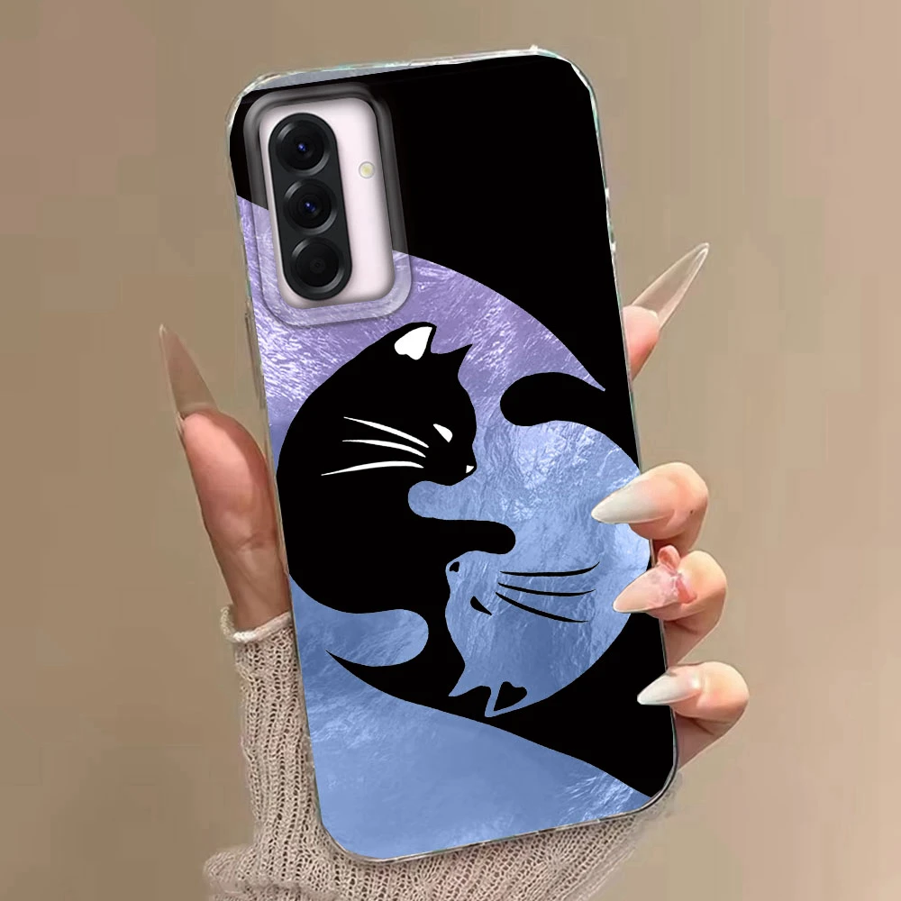 الكرتون الحيوان لطيف القط المرأة قضية الهاتف لسامسونج غالاكسي A56 A55 A16 A07 A17 A26 A36 A25 A35 A14 A34 A54 A15 A13 A12 غطاء