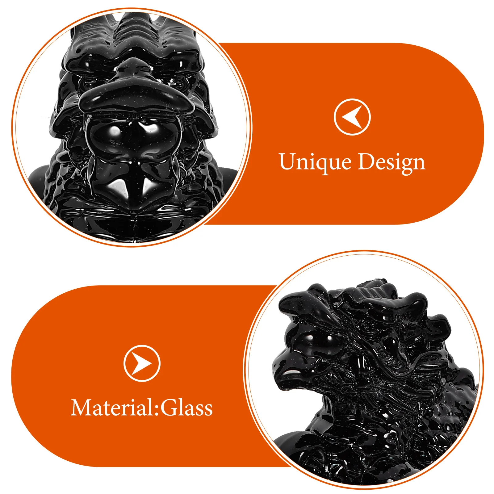 

Glazed Dragon Ornaments Decoration Miniature Figurines Statuette Chinese Sculpture Home Office Black
