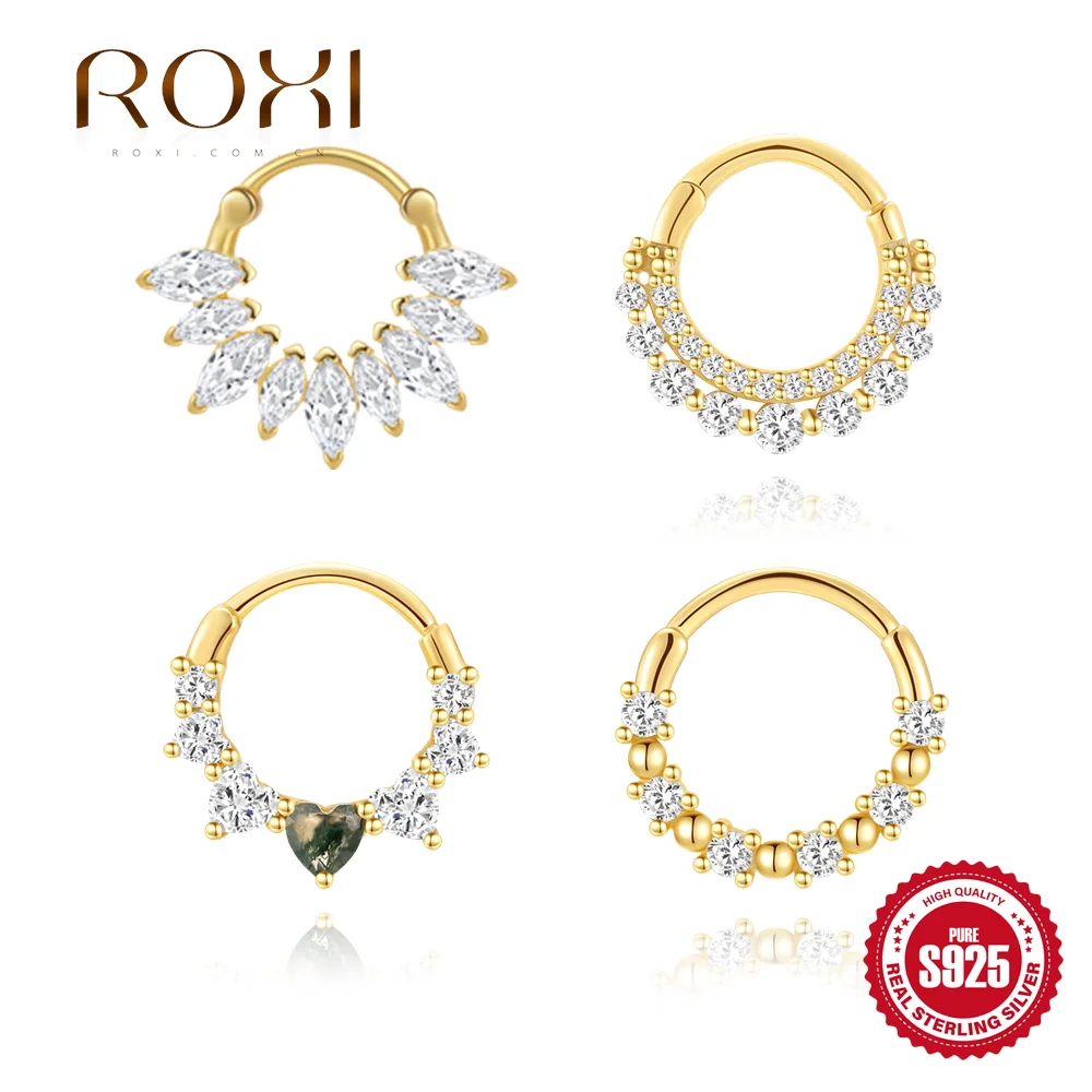 ROXI Boucles d'oreilles en argent sterling 925 micro-incrustées de zircons cubiques pour femmes et hommes, 1 pièce, bijoux de piercing pour le corps et le nez