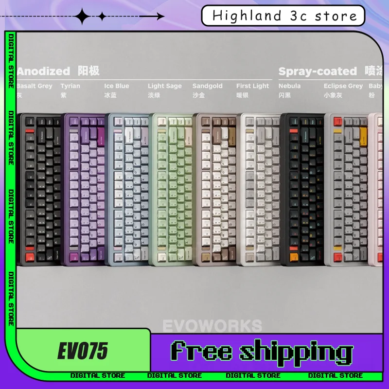 

EvoWorks EVO75 Tri Mode Mechanical Keyboard Wireless Aluminium Hot Swap Gaming Keyboard Rapidly Detachable PC Accessory Custom