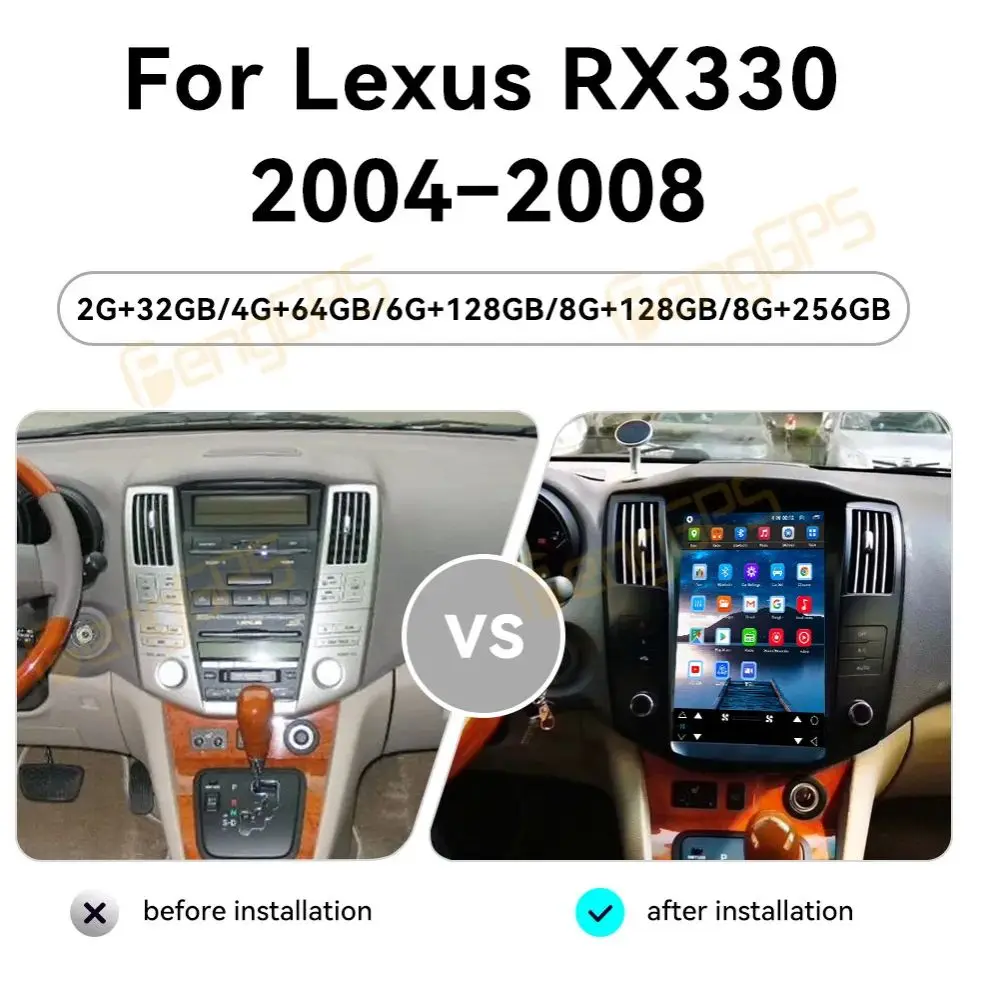 Android 13 8+256GB Car Radio For Lexus RX330 2004-2008 12.8