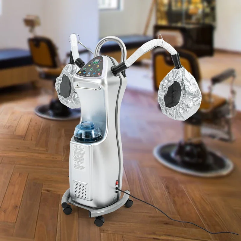 Standing Hair Steamer 650W Professional Hair Treatment Machine Hooded Heating Steam Cap Hair Processor with Wheels