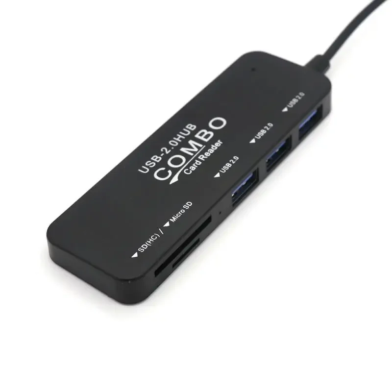 USB Combo USB 2.0 Hub High Speed Portable 3 Ports USB Divider Card Reader Type C All In One for SD TF for Laptop PC Computer USB