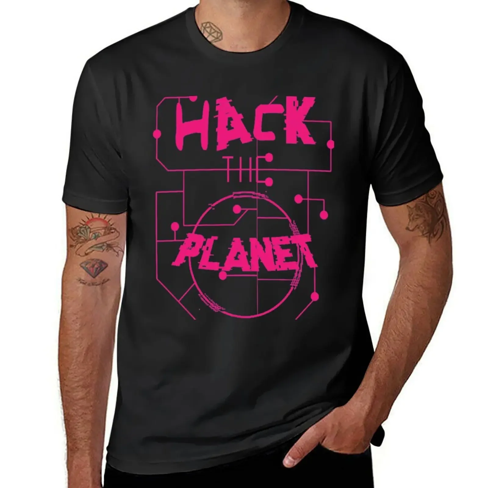 Hack the Planet Typography T-Shirt plus size tops for a boy baggy shirts customs design your own mens workout shirts