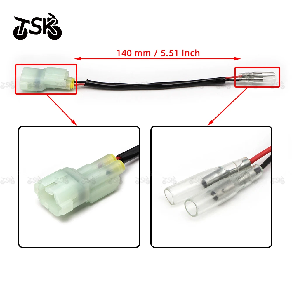Motorcycle Universal Connector 2 Power Cord Turn Signal Front Fog Lamp Marking Line Adapter Plug Connector