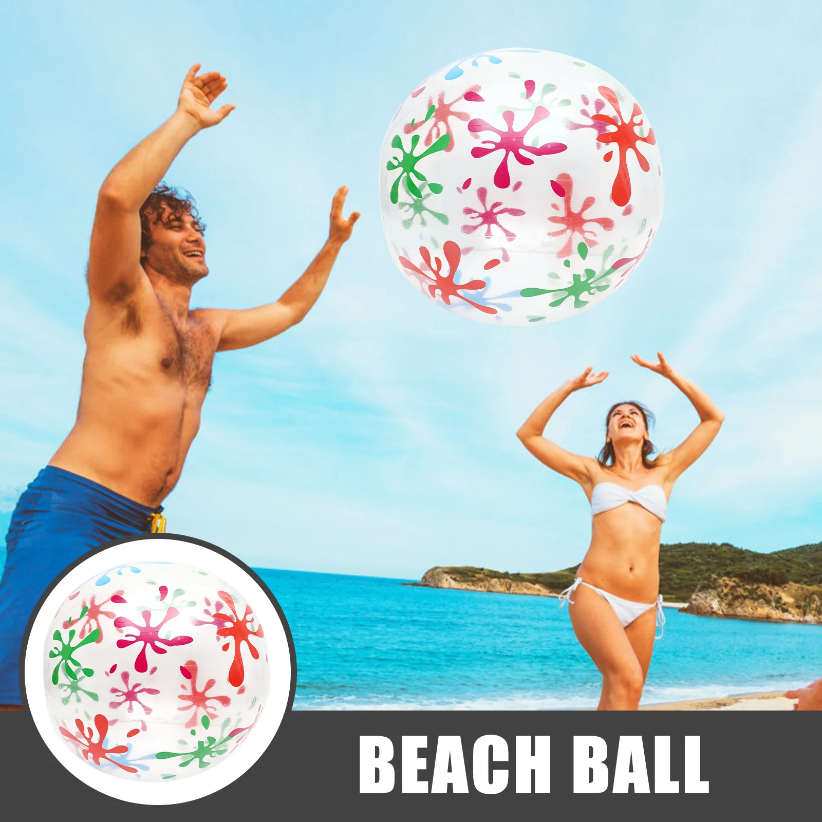 

1Pcs Beach Ball Creative Transparent Inflatable 80cm Diameter Elastic Bright Color Stretch Ball for Kids Outdoor Fun Games