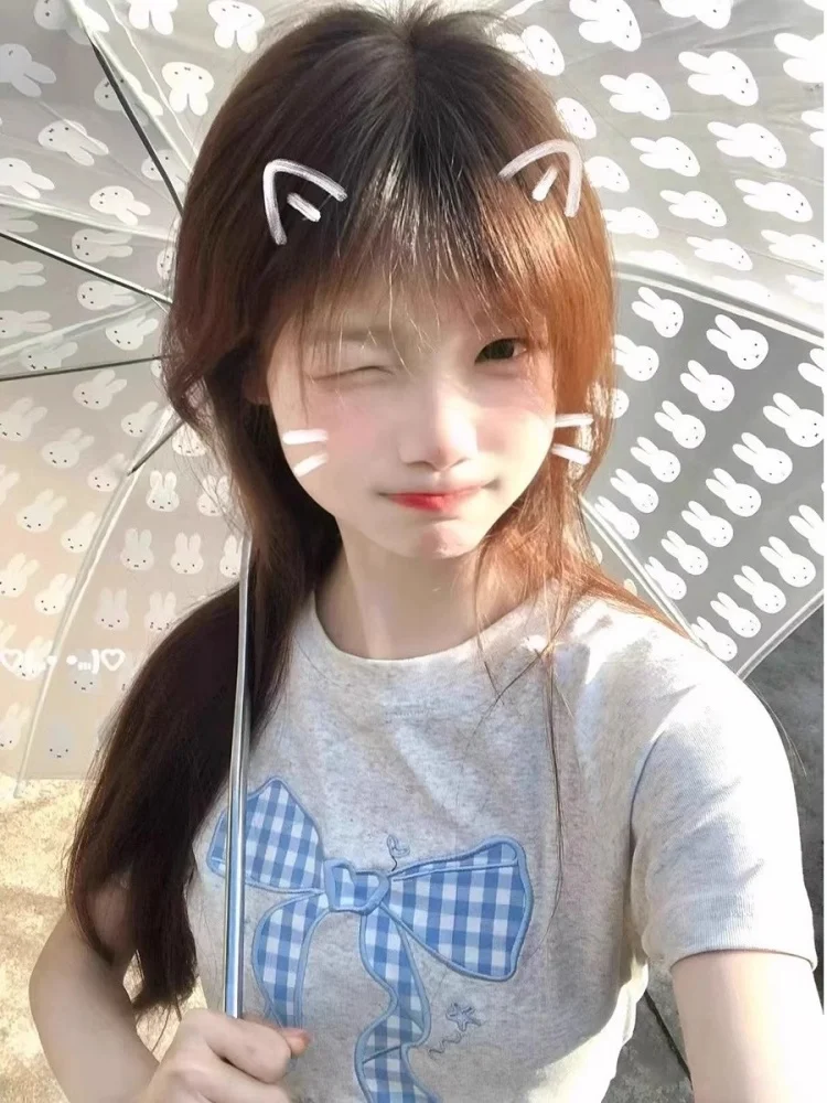 Coreano Sle Falso Top in due pezzi Donna Inverno Taglia piccola Colore Blo Plaid Splice Nodo oulder Inserto ort Sve...