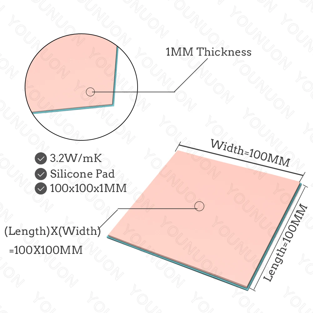 2PCS 100X1MM Pink