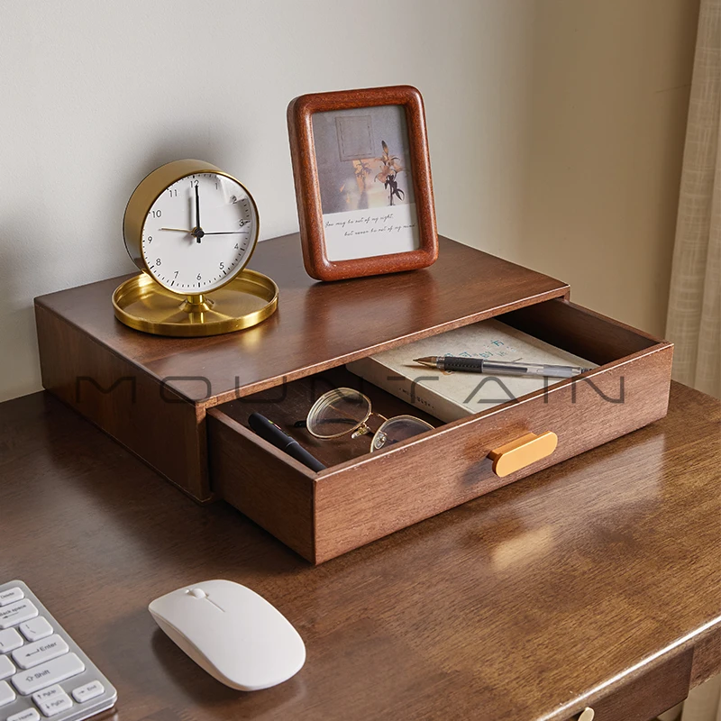 Solid wood drawer desktop storage box home office storage increased