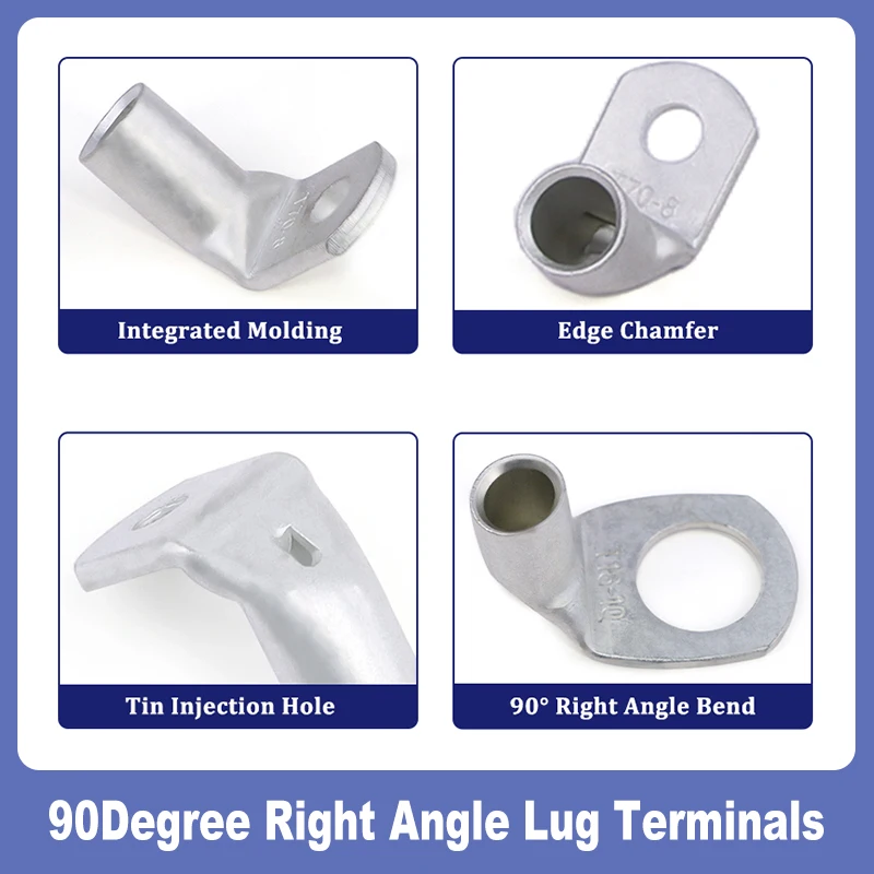 L-type 90Degree Right Angle Lug  Wire Terminals 2 ~ 50pcs Tinned Copper Automotive Crimp Terminal Crimp Electric Cable Connector