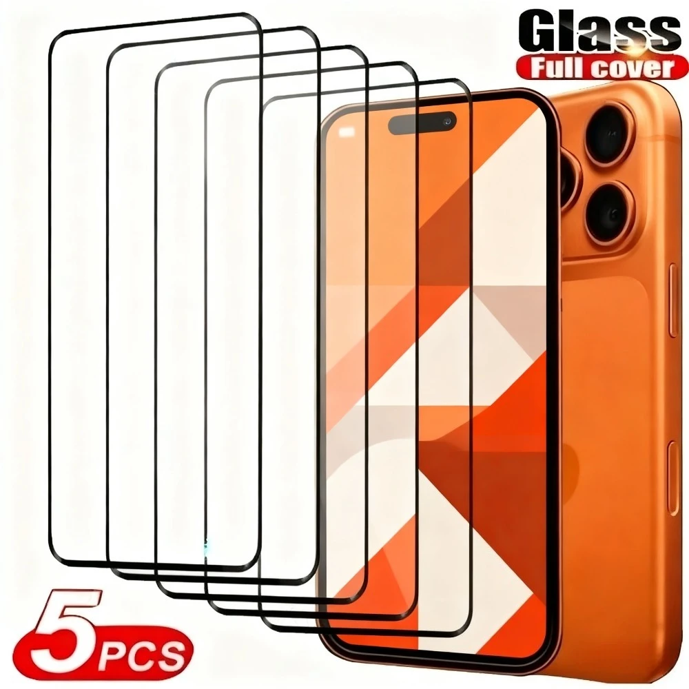 5Pcs Volle Abdeckung Gehärtetem Glas für iPhone 17 16 15 14 Pro Max Air 15 16 Plus Screen Protector für iPhone 13 12 11 Pro XR XS Max'