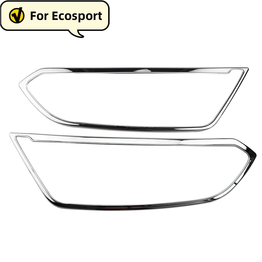 Car Front Headlight Head Light Cover Sticker Trim for Ford Ecosport 2018 2019 2020 2021 ABS Chrome HeadLamp Decoration