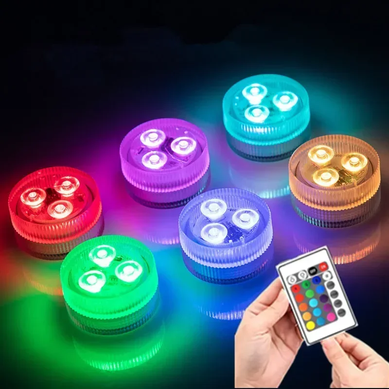3 LED Underwater Light Remote Control Submersible With Battery RGB Night Light For Fish Tank Swimming Pool Wedding Party Lamp