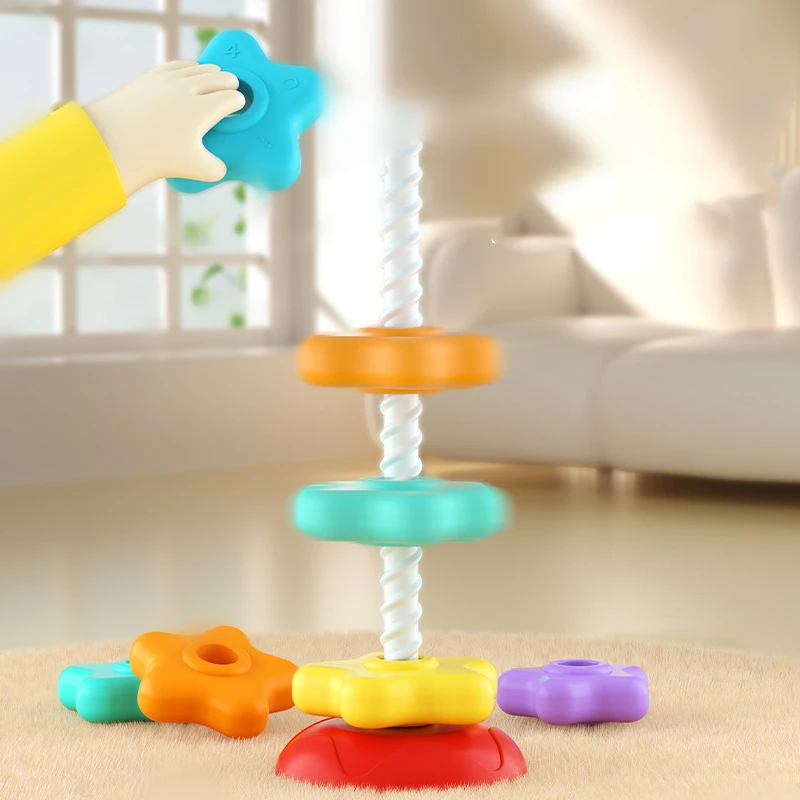 Brinquedo de empilhamento de aninhamento de arco-íris – Anéis de torre musicais para bebês de 1 a 3 anos, quebra-cabeça de aprendizagem precoce montessori e brinquedo infantil sensorial