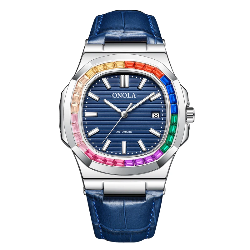 

Новые роскошные мужские квадратные механические часы высокого качества с кожаным ремешком и датой, водонепроницаемые автоматические часы, мужские деловые наручные часы