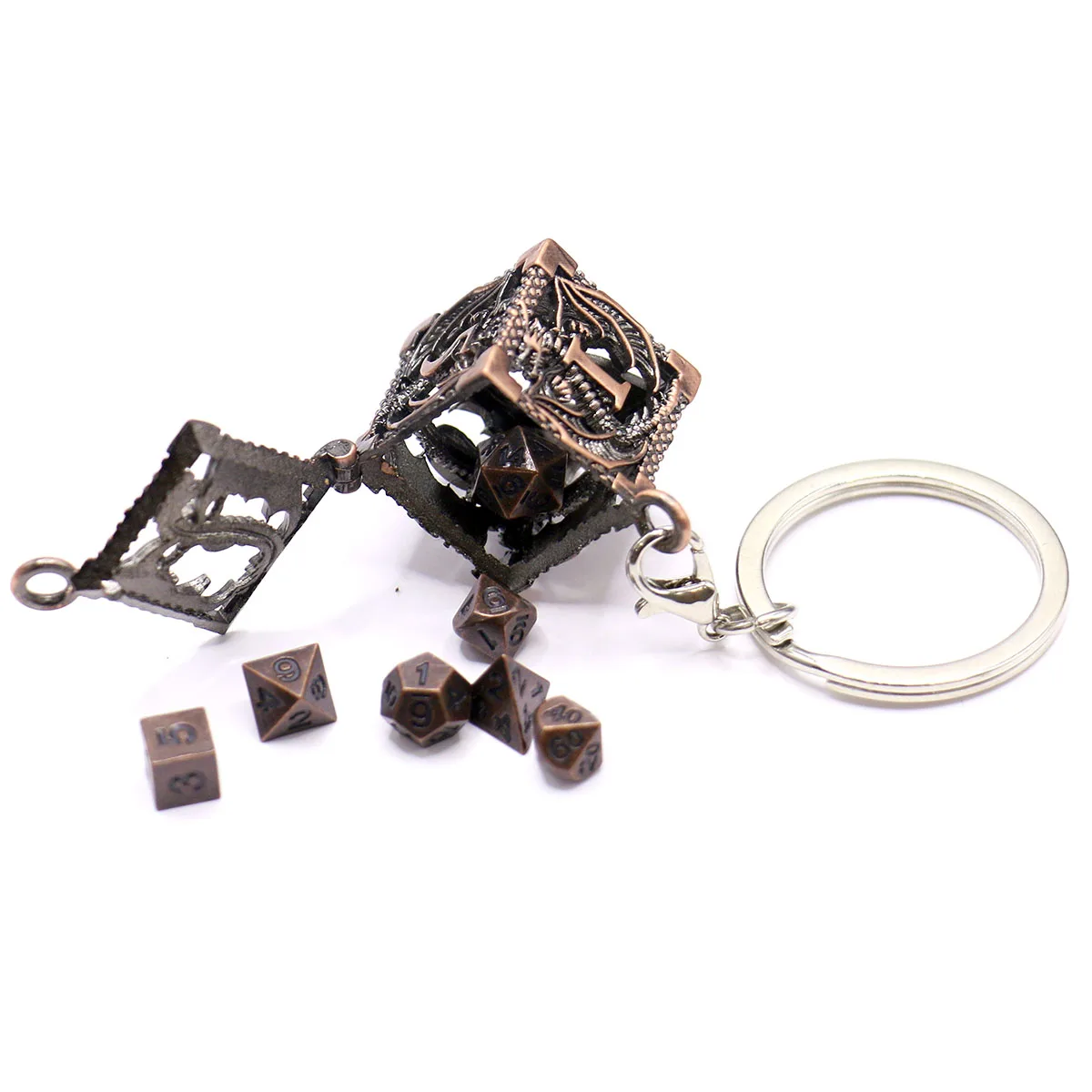 D6 Metallgehäuse + 7 Stück Metallwürfel-Set, tragbares Brettspiel-Würfel-Mini-Set, Gamer-Zubehör – Detail 9