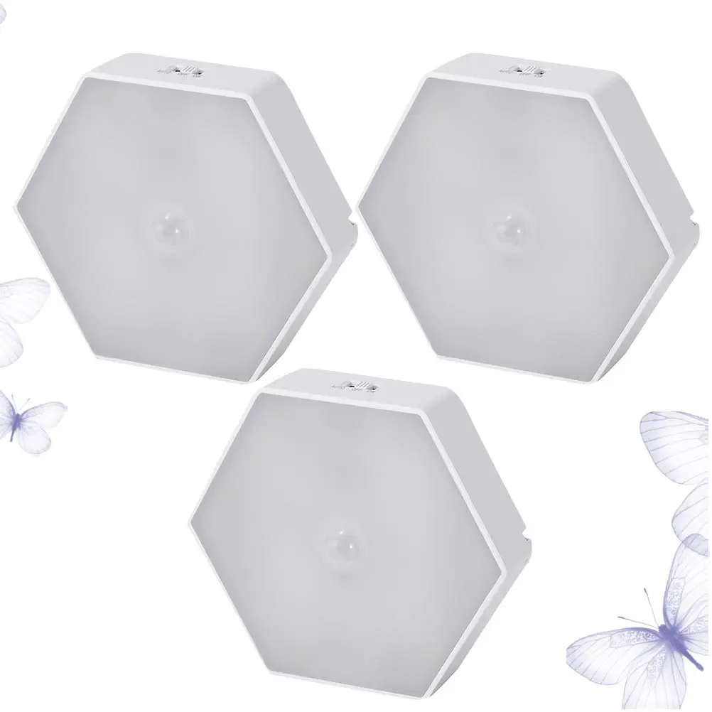 

3pcs 1.2W Led Human Body Induction Night Light Auto On Off For Stairs Hallway Closet Cabinet Corridor Warm White