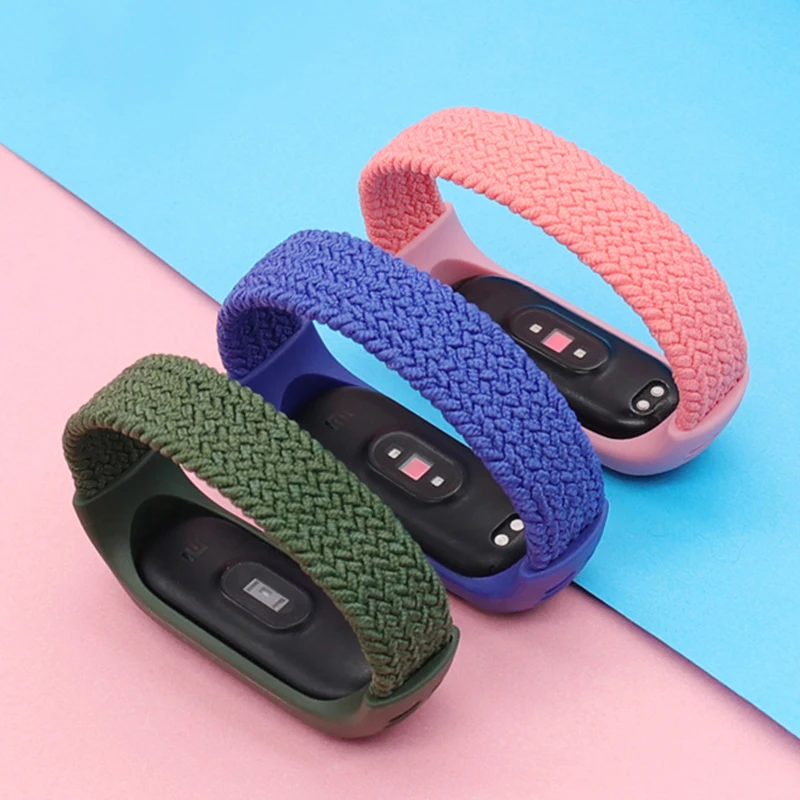 Watchbands For Mi Band 6 7 5 4 Strap Bracelet Nylon Braided Multicolor Sport Solo Loop Bracelet for Mi band 6 7 Strap Wristwatch