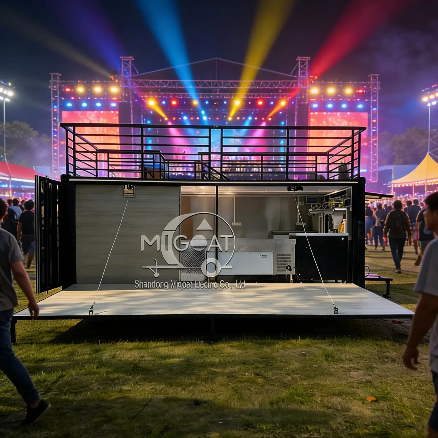 Customized 2-Tier Mobile Container Bar Extended Platform Stainless Steel Kitchen Outdoor Catering Events Barbecue Grill