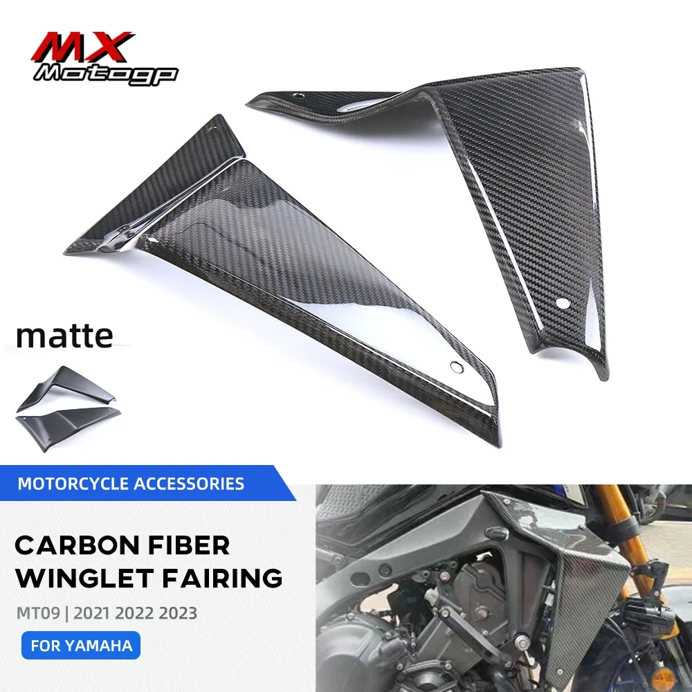 MT09 Carbon Fiber Side Spoilers Fixed Winglet Fairing For YAMAHA MT-09 MT 09 2021 2022 2023 Motorcycle Air Deflectors Wings