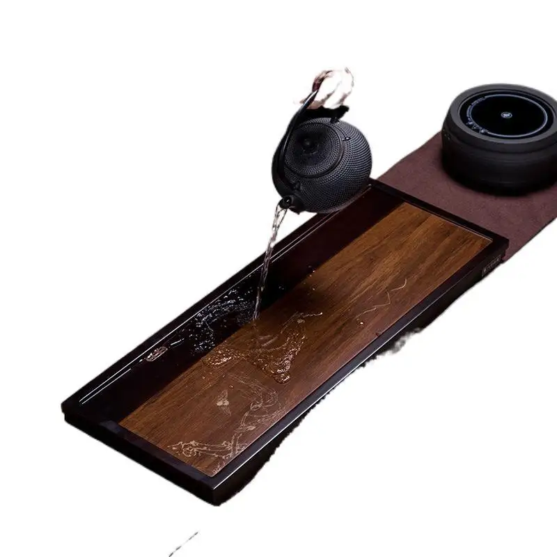 Bandeja de té de drenaje Simple, juego de Kung Fu, ceremonia del té, bandeja de burbujas secas de bambú, bandeja de mesa pequeña para el hogar y la Oficina, drenaje de agua