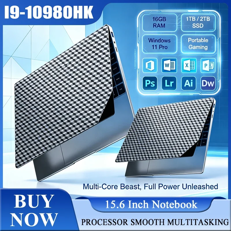 15.6 Inch Full HD IPS Laptop 120Hz Screen Intel Core I9-10980HK 32GB RAM 2TB SSD Backlit Keyboard Long Battery Life Windows 11