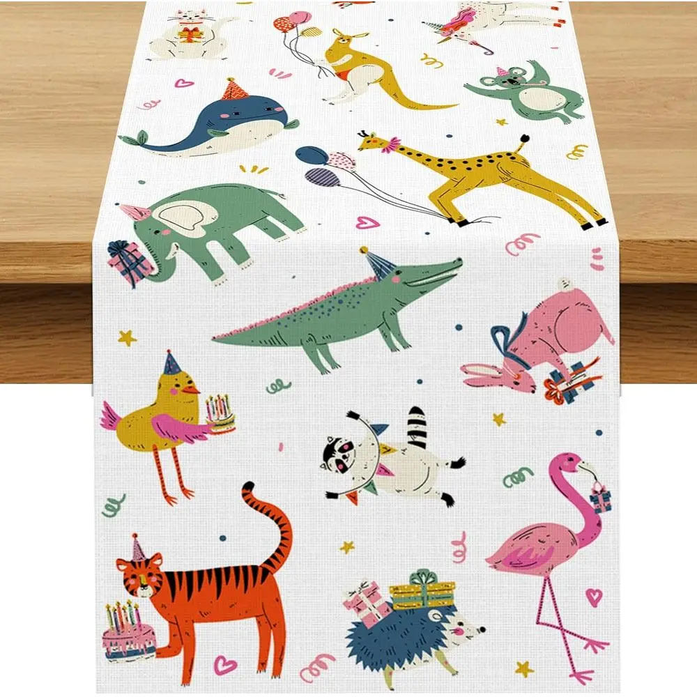 

Вечерние украшения с животными на день рождения, дорожка для стола, сафари, дикие джунгли, зоопарк, тематическая вечеринка, столовая, домашний декор для кухни, острова