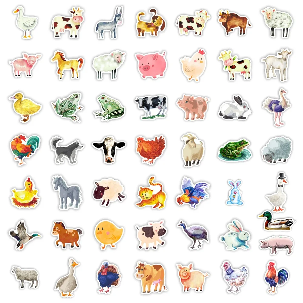 10/30/50pcs/Pack Cartoon Farm Animals Stickers Waterproof Skateboard Motorcycle Guitar Luggage Laptop Bicycle Sticker Kids Toys